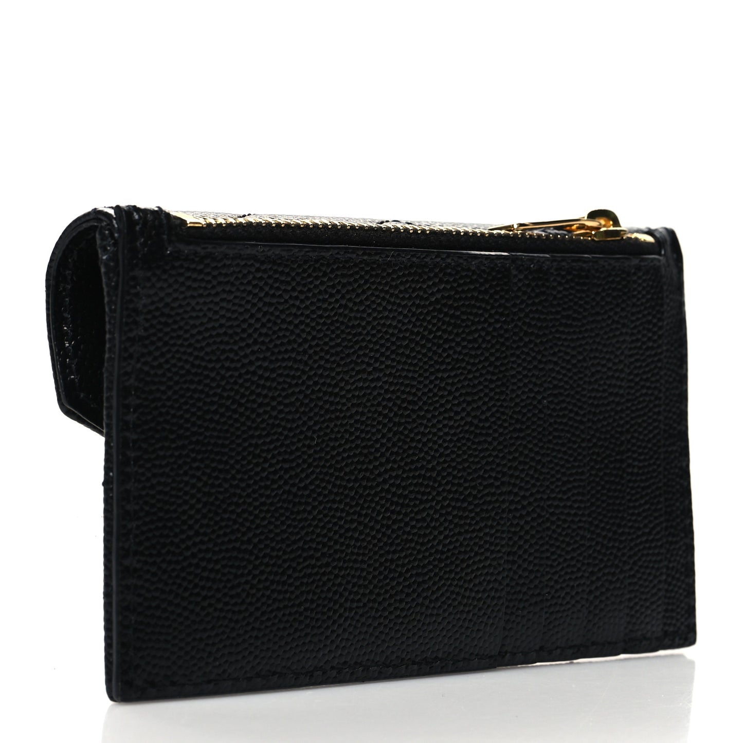 Grain De Poudre Matelasse Chevron Monogram Compact Wallet Black