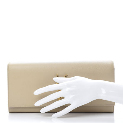 Saint Laurent Grain De Poudre Classic Monogram Cassandre Clutch Nude Powder 2 of 14