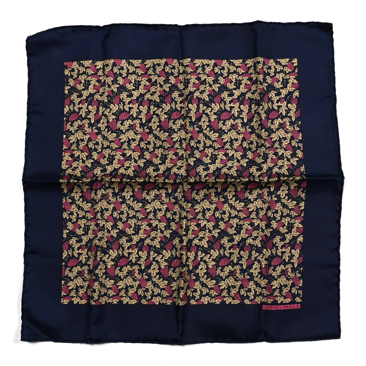 Hermes Silk Grape Vines Pocket Square 45 1 of 3