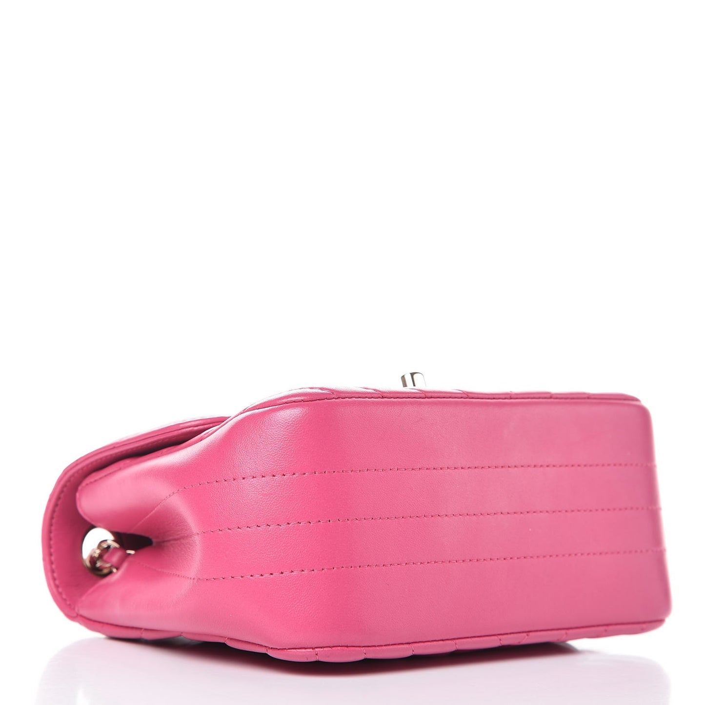 Lambskin Chevron Quilted Mini Square Flap Fuchsia