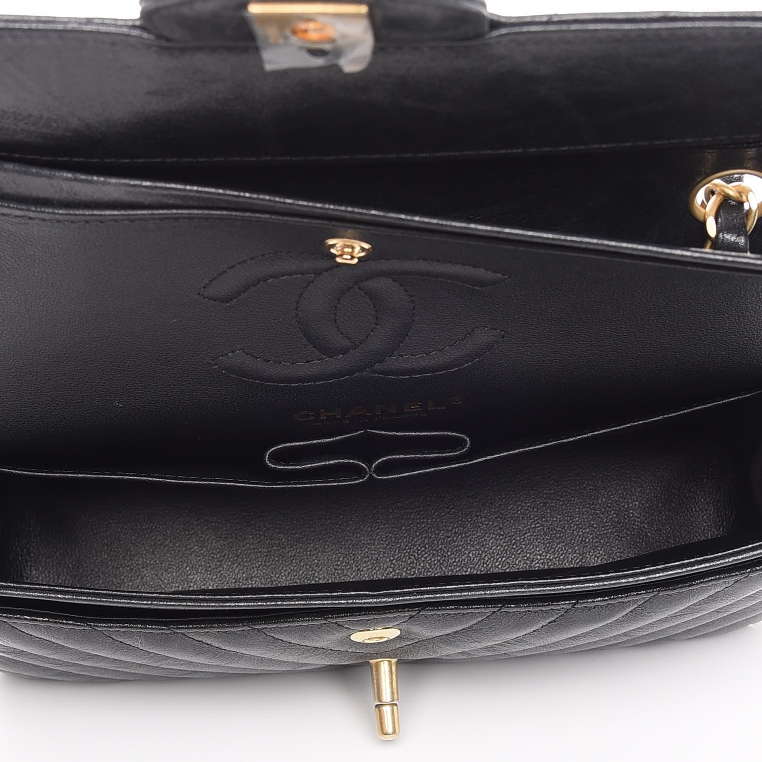 Chanel Metallic Crumpled Calfskin Quilted Small Double Flap Black 6 of 10