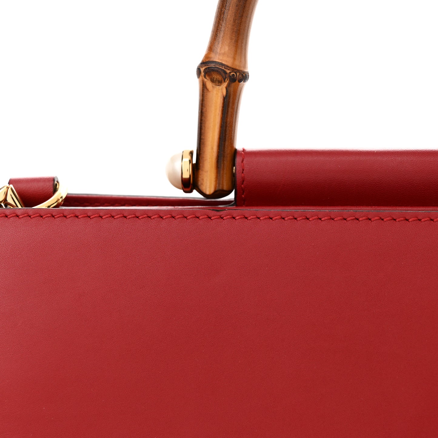 Nappa Bamboo Web Medium Nymphaea Top Handle Bag Hibiscus Red