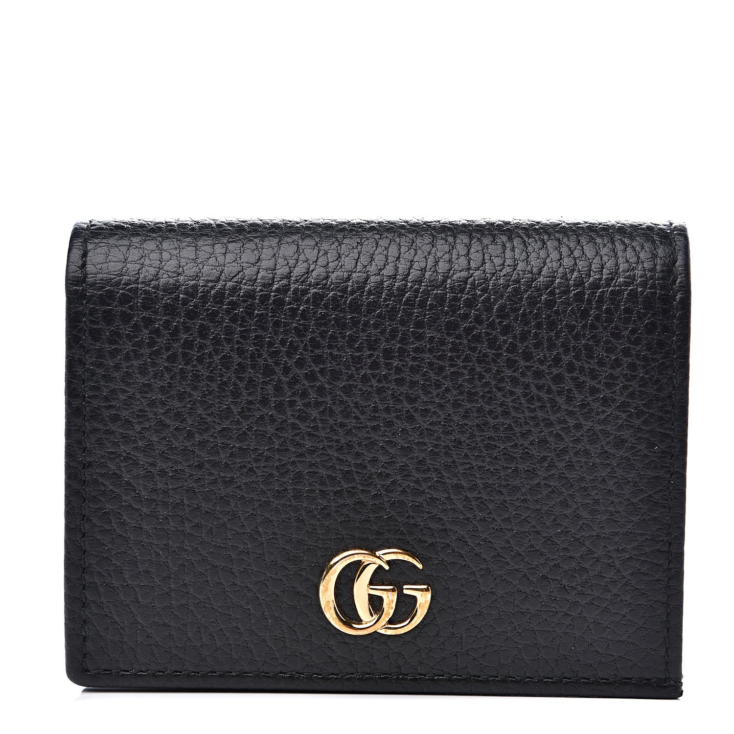 Gucci Pebbled Calfskin GG Marmont Card Case Black 1 of 7