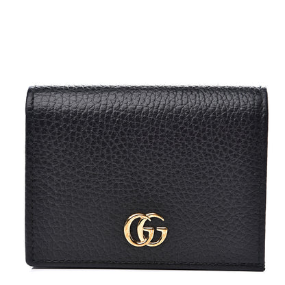Gucci Pebbled Calfskin GG Marmont Card Case Black 1 of 7
