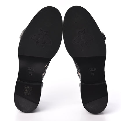 Gucci Calfskin Bee Embroidered Womens Queercore Brogue Wingtip Monk Strap Loafers 38 Black 5 of 9