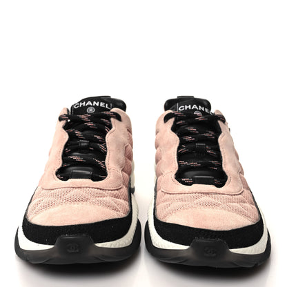 Chanel Mesh Suede Calfskin Quilted Sneakers 38 Pink Beige 2 of 8