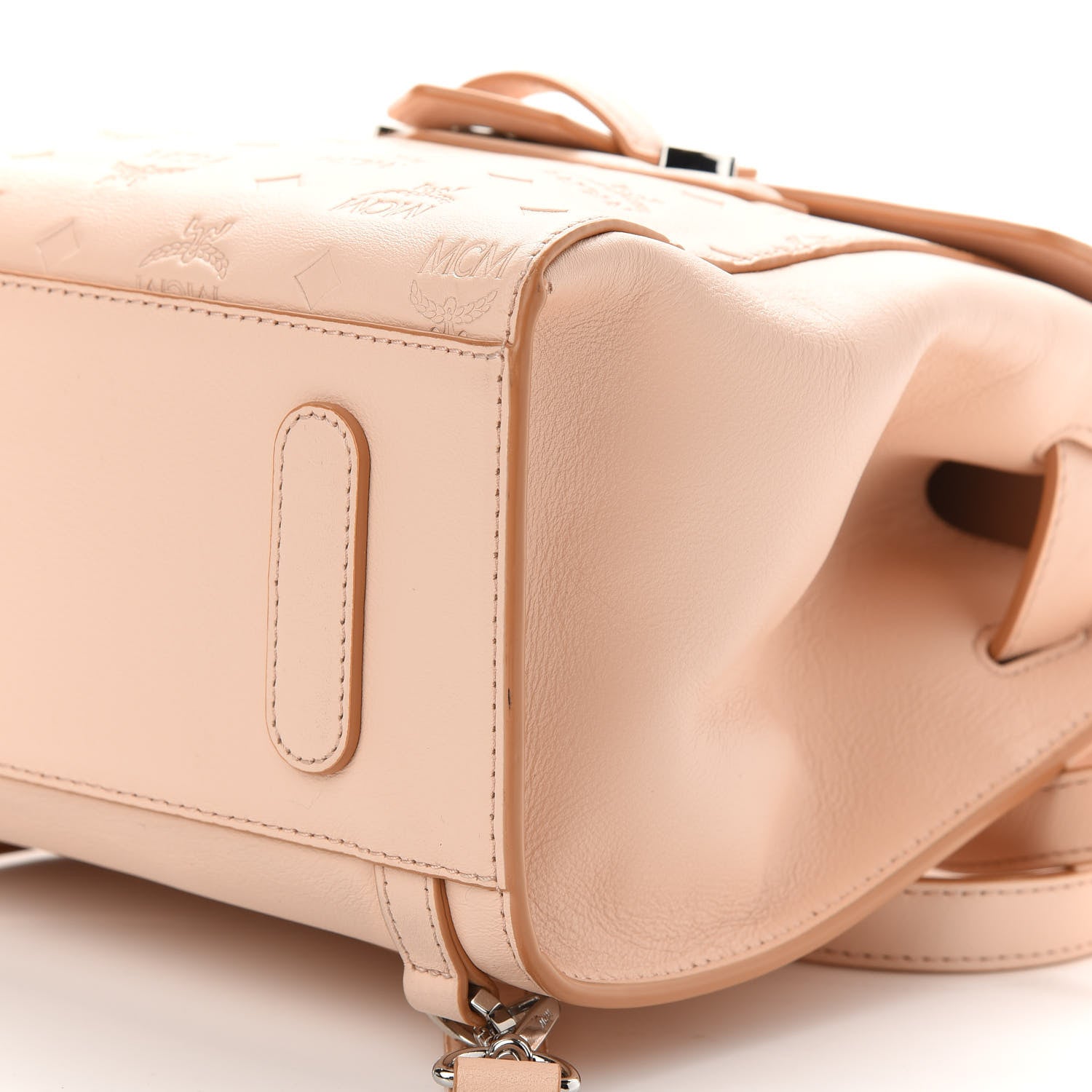 MCM Calfskin Essential Monogram Small Backpack Bisque 9 of 9