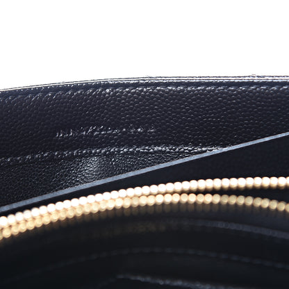 Saint Laurent Grain De Poudre Matelasse Chevron Monogram Flap Wallet Black 6 of 9