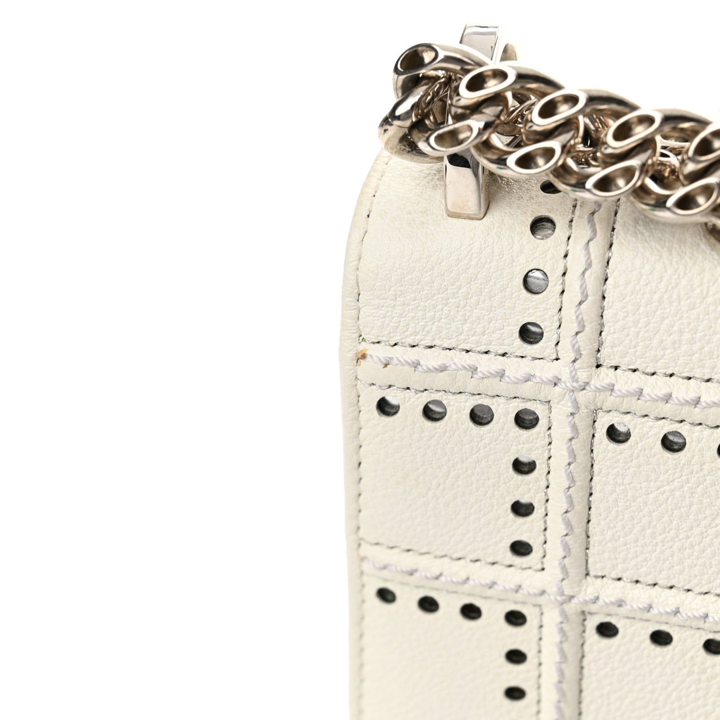 Grained Calfskin Perforated Diorama Flap Bag Latte