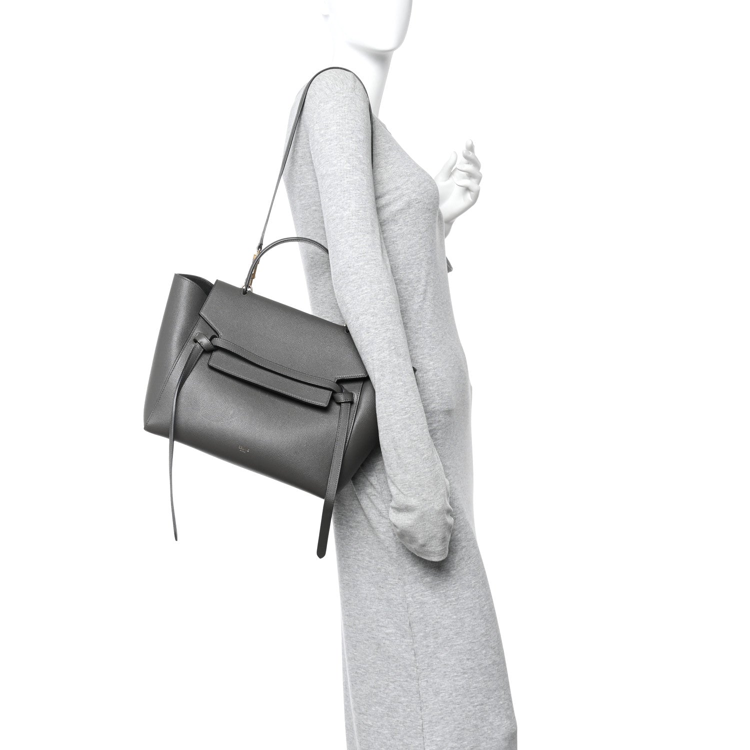 Celine Grained Calfskin Mini Belt Bag Grey 2 of 14