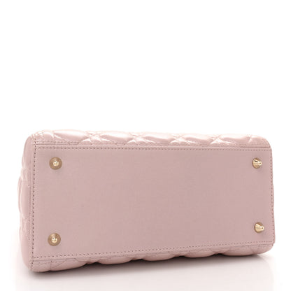 Christian Dior Pearly Lambskin Cannage Medium Lady Dior Lotus 4 of 11