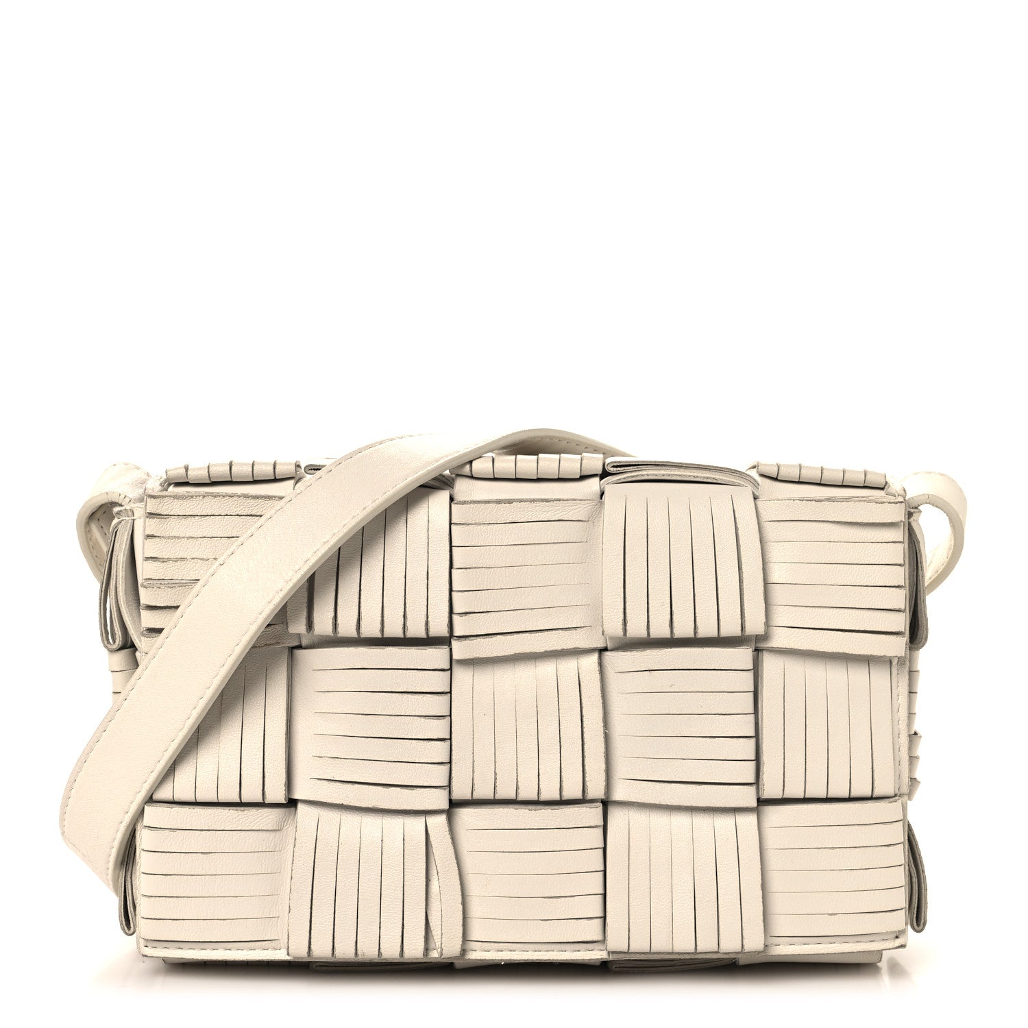 Bottega Veneta Nappa Maxi Intrecciato Fringed Cassette Crossbody Bag White 1 of 10