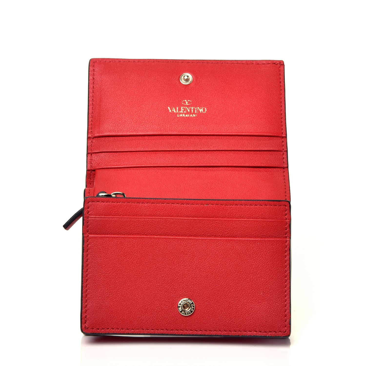 Valentino Garavani Calfskin Rockstud French Flap Wallet Rouge Pur 5 of 8