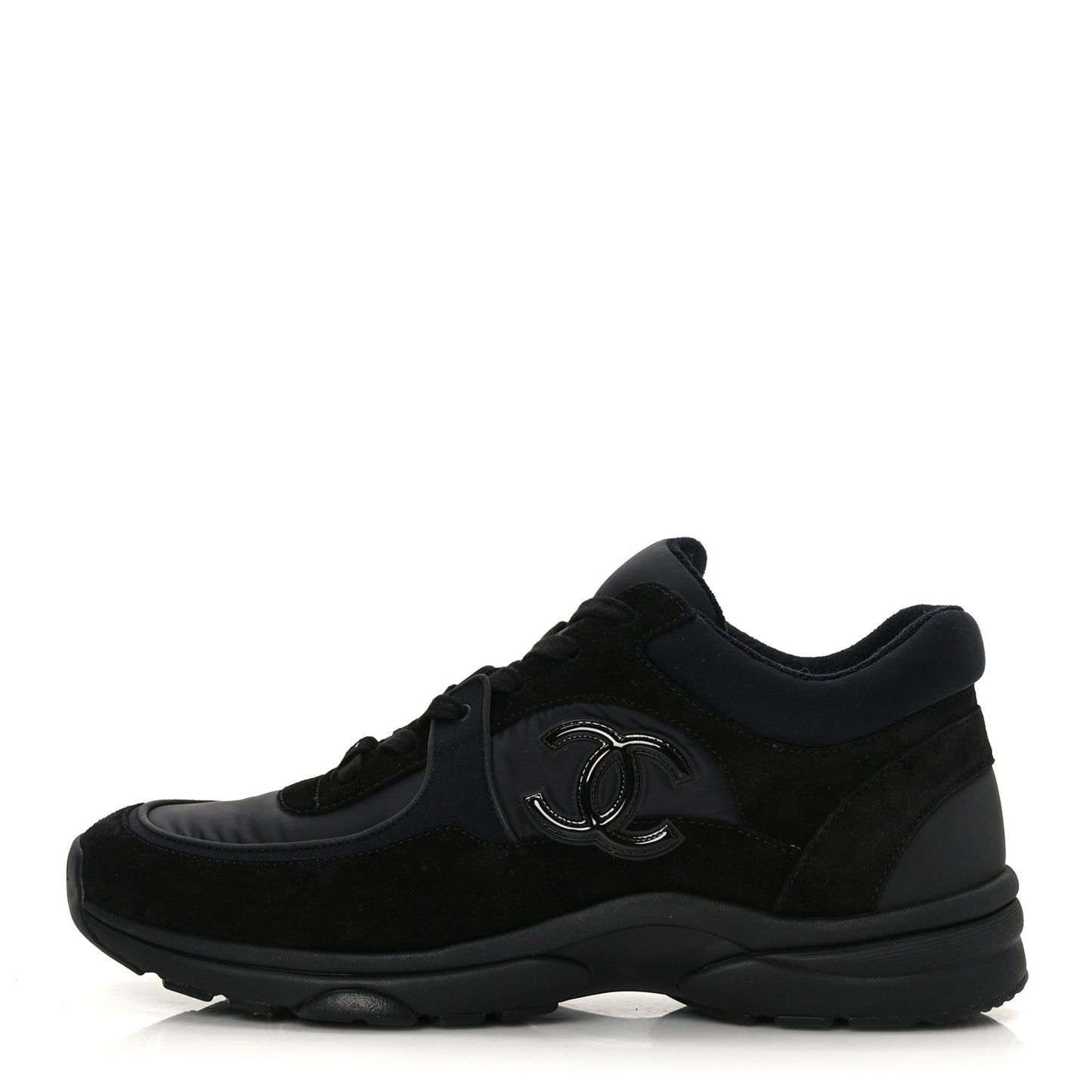 Mixed Fibers Calfskin Suede CC Sneakers 42 Black