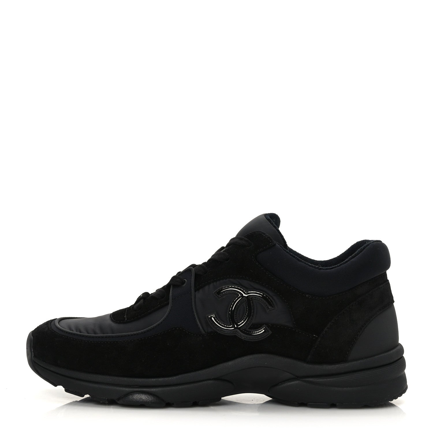 Chanel Mixed Fibers Calfskin Suede CC Sneakers 42 Black 2 of 7