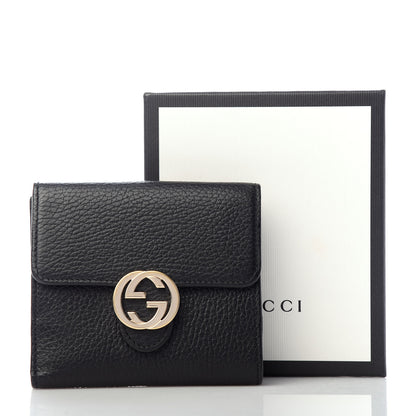 Gucci Dollar Calfskin Interlocking G French Wallet Black 7 of 7