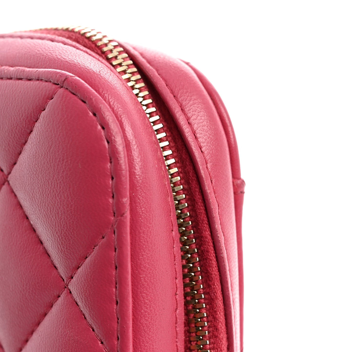 Lambskin Quilted Phone Holder Wallet On Chain WOC Pink