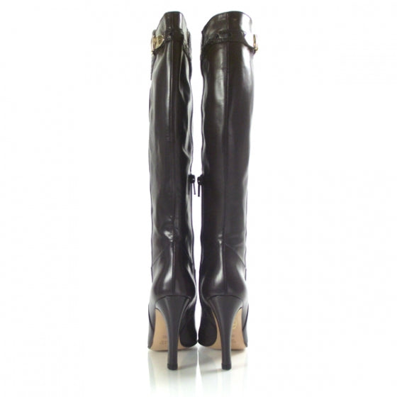 Leather Knee High Boots 36.5 Chocolate
