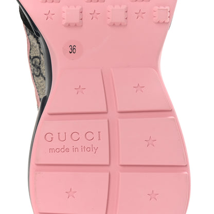 Gucci GG Supreme Monogram Mix Monogram Womens Rhyton Sneakers 36 Black Blue Wild Rose White Beige 7 of 8