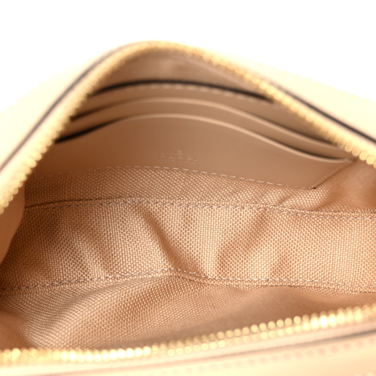 Calfskin GG Super Mini Debossed Chain Wallet Light Beige