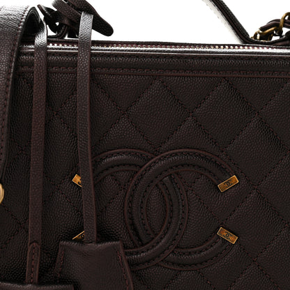 Chanel Iridescent Caviar Quilted Medium CC Filigree Vanity Case Burgundy 8 of 10