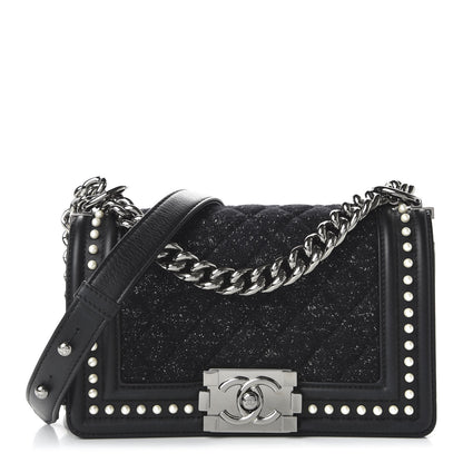 Chanel Calfskin Pearl Tweed Small Boy Flap Black 1 of 10