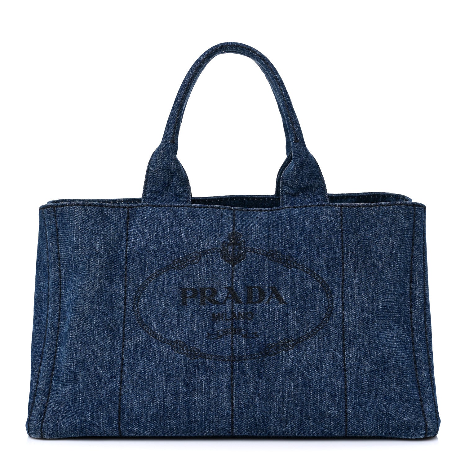 Prada Denim Logo Tote Bleu 1 of 11