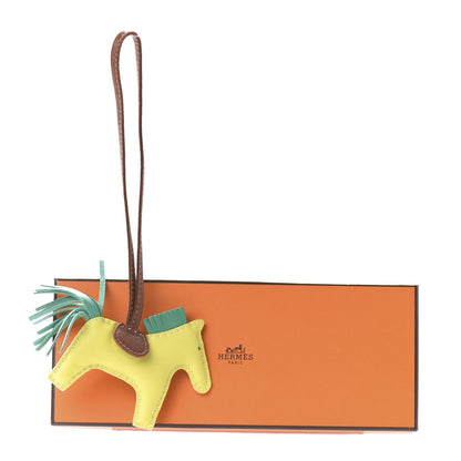 Hermes Milo Lambskin Grigri Rodeo Horse Bag Charm PM Lime Menthe Fauve 5 of 5