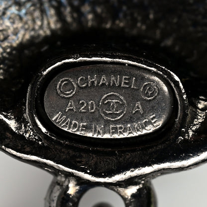 Chanel Ruthenium Crystal CC Paris Chain Link Hoop Earrings Silver 4 of 5