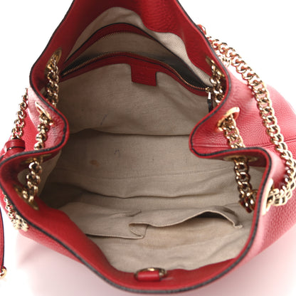Gucci Pebbled Calfskin Medium Soho Chain Shoulder Bag Tabasco Red 5 of 11