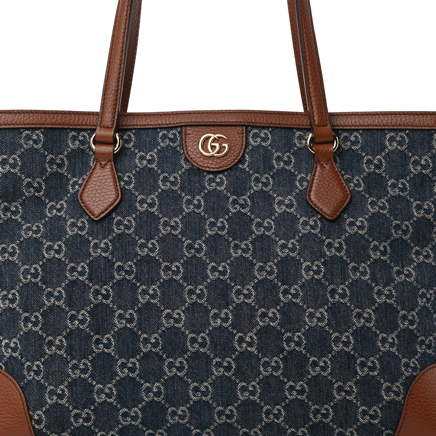 Gucci New Denim GG Monogram Medium Ophidia Shopping Tote Blue Tea Cuir 8 of 13