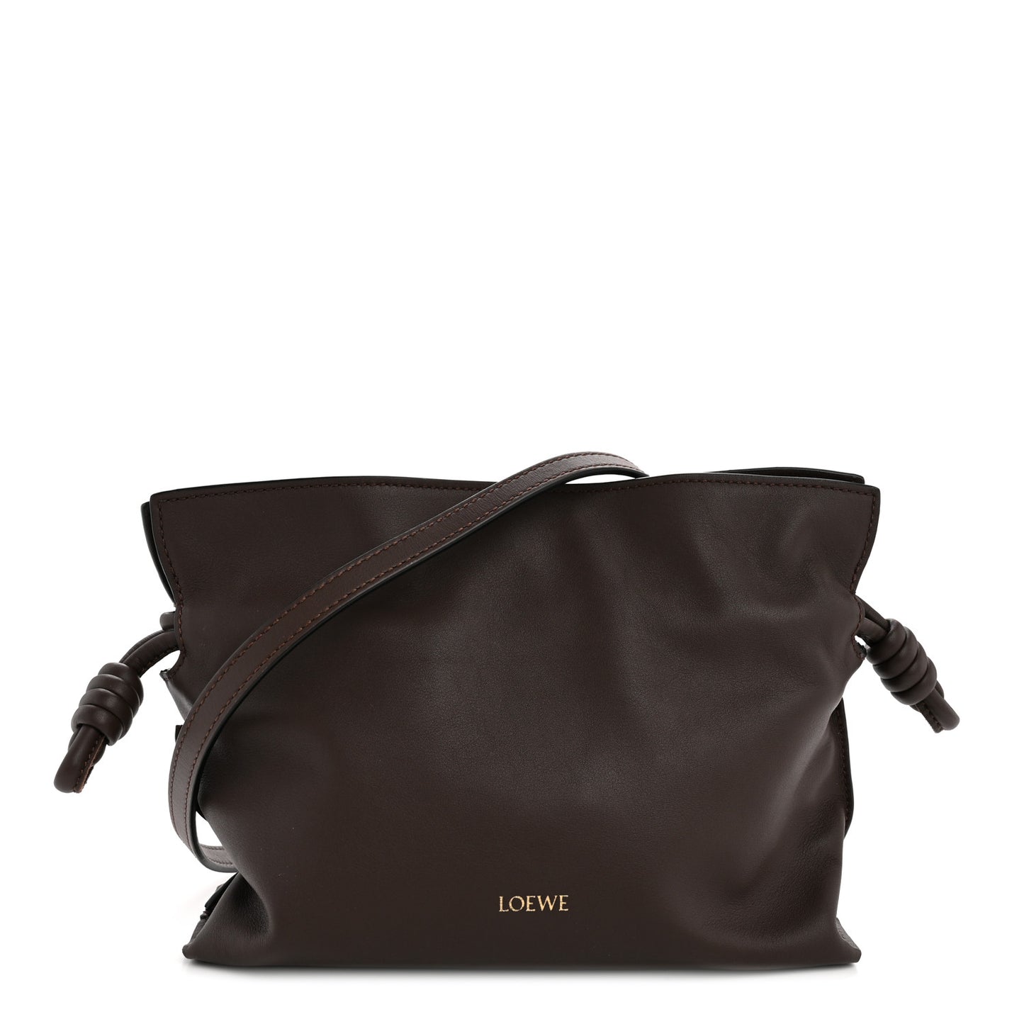 Calfskin Mini Flamenco Knot Clutch Chocolate