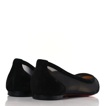 Christian Louboutin Veau Velours Rete Strass Galativi Flats 36 Black 4 of 7