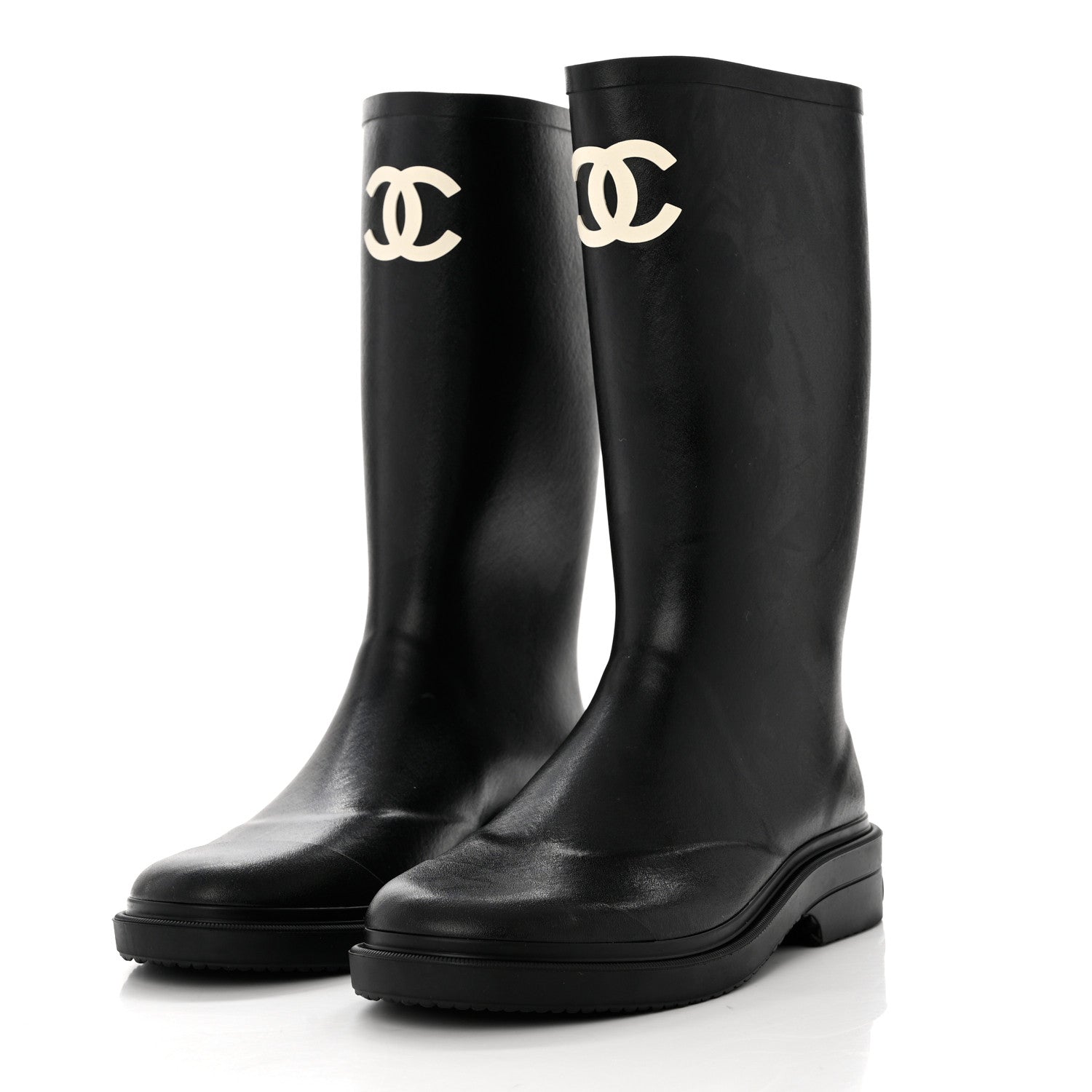 Chanel Caoutchouk CC High Boots 40 Black 3 of 8