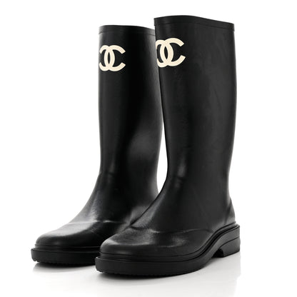 Chanel Caoutchouk CC High Boots 40 Black 3 of 8