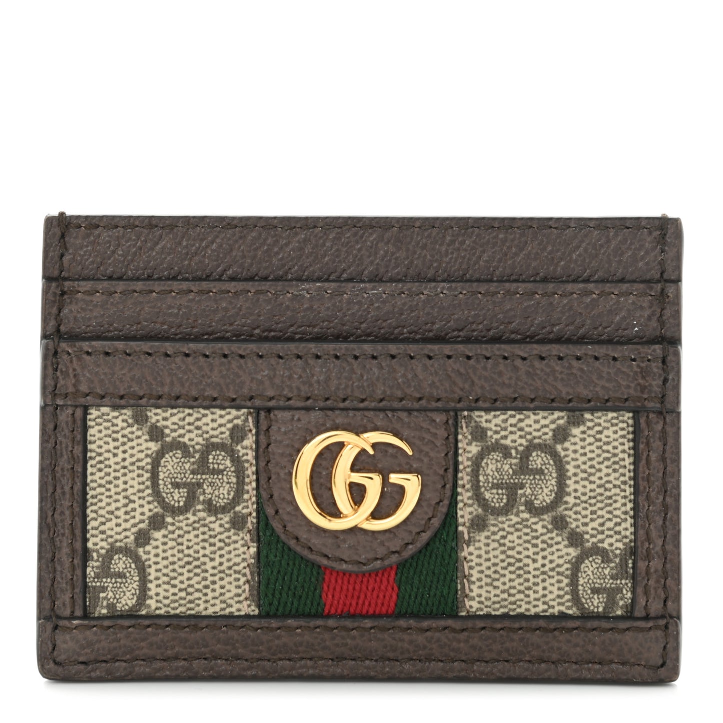 GG Supreme Monogram Ophidia Card Holder Brown