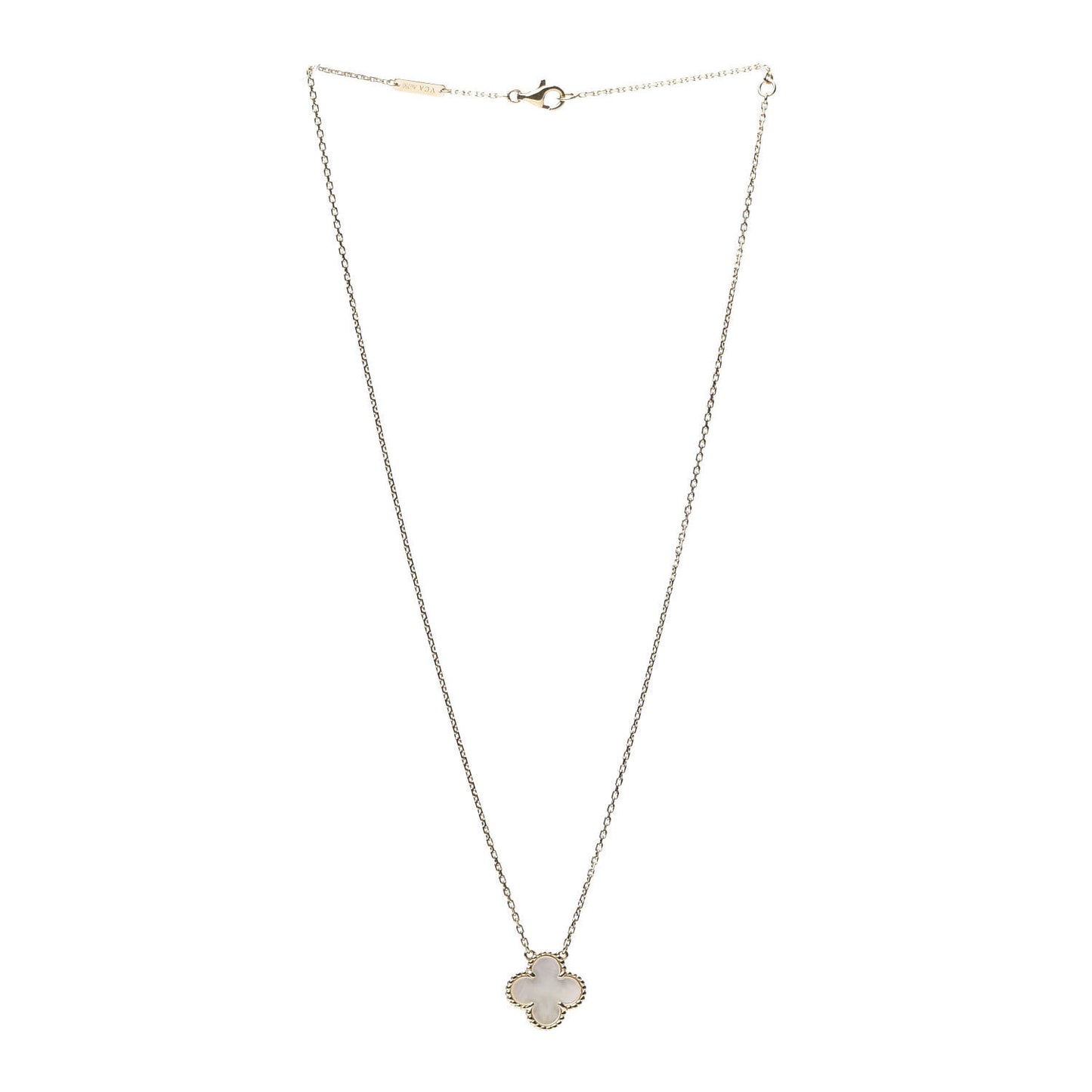 18K Yellow Gold Mother of Pearl Vintage Alhambra Pendant Necklace
