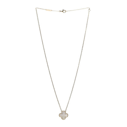 Van Cleef & Arpels 18K Yellow Gold Mother of Pearl Vintage Alhambra Pendant Necklace 2 of 6