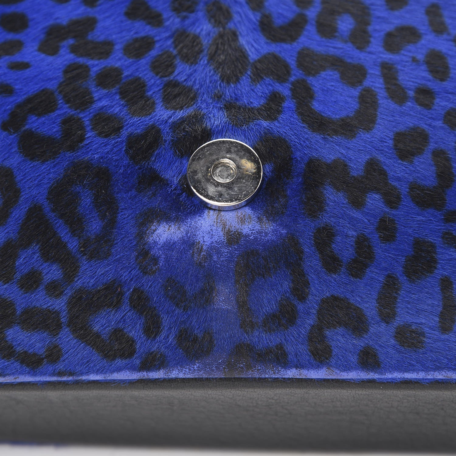Saint Laurent Pony Hair Calfskin Monogram Leopard Print Medium Punk Chain Bag Blue 14 of 18