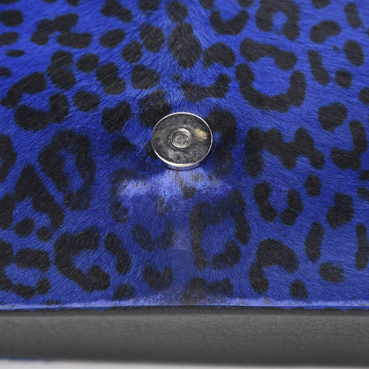Saint Laurent Pony Hair Calfskin Monogram Leopard Print Medium Punk Chain Bag Blue 14 of 18