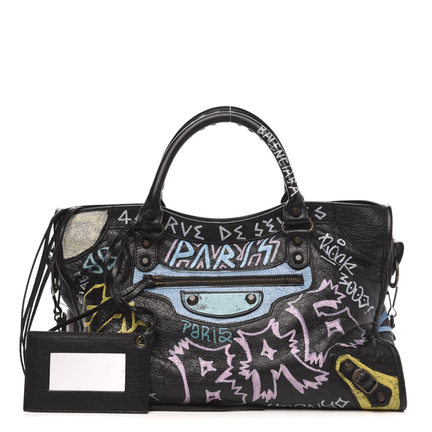 Balenciaga Agneau Graffiti All Over Classic Hardware City Black Multicolor 1 of 10