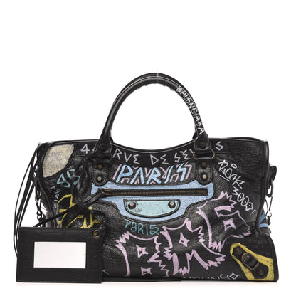 Balenciaga Agneau Graffiti All Over Classic Hardware City Black Multicolor 1 of 10
