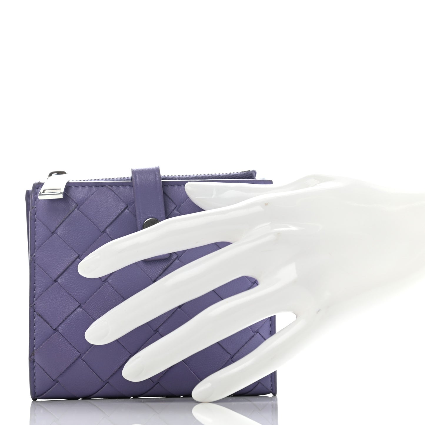 Nappa Intrecciato Bifold Zipped Wallet Lavender