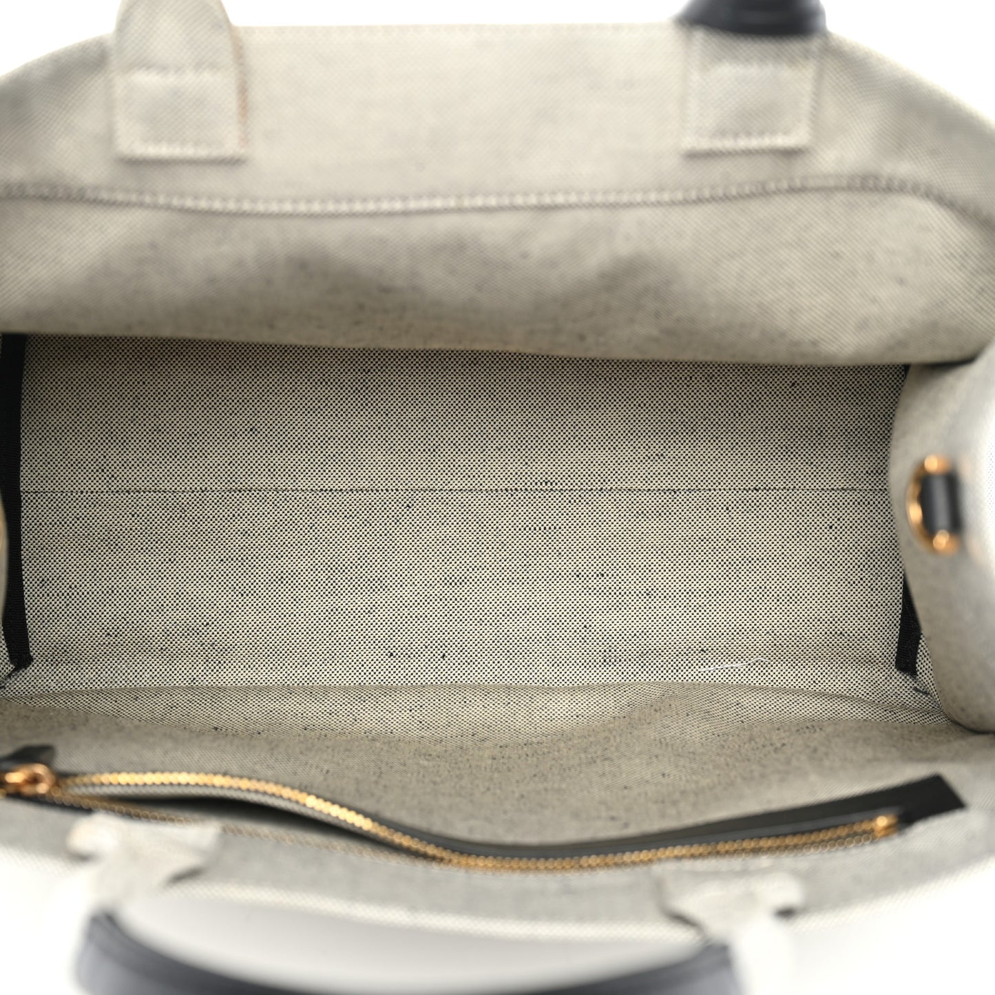 Canvas Calfskin Studded Large Logo Tote Bag Ecru Black