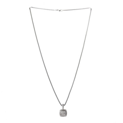 David Yurman Sterling Silver Diamond Pave 7mm Petite Albion Pendant Necklace 3 of 4