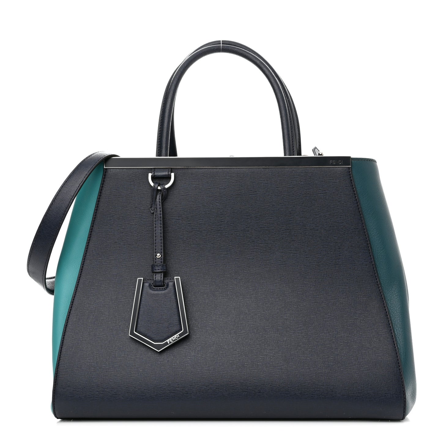 Vitello Elite Colorblock Regular 2Jours Tote Lavagna Lago Oceano