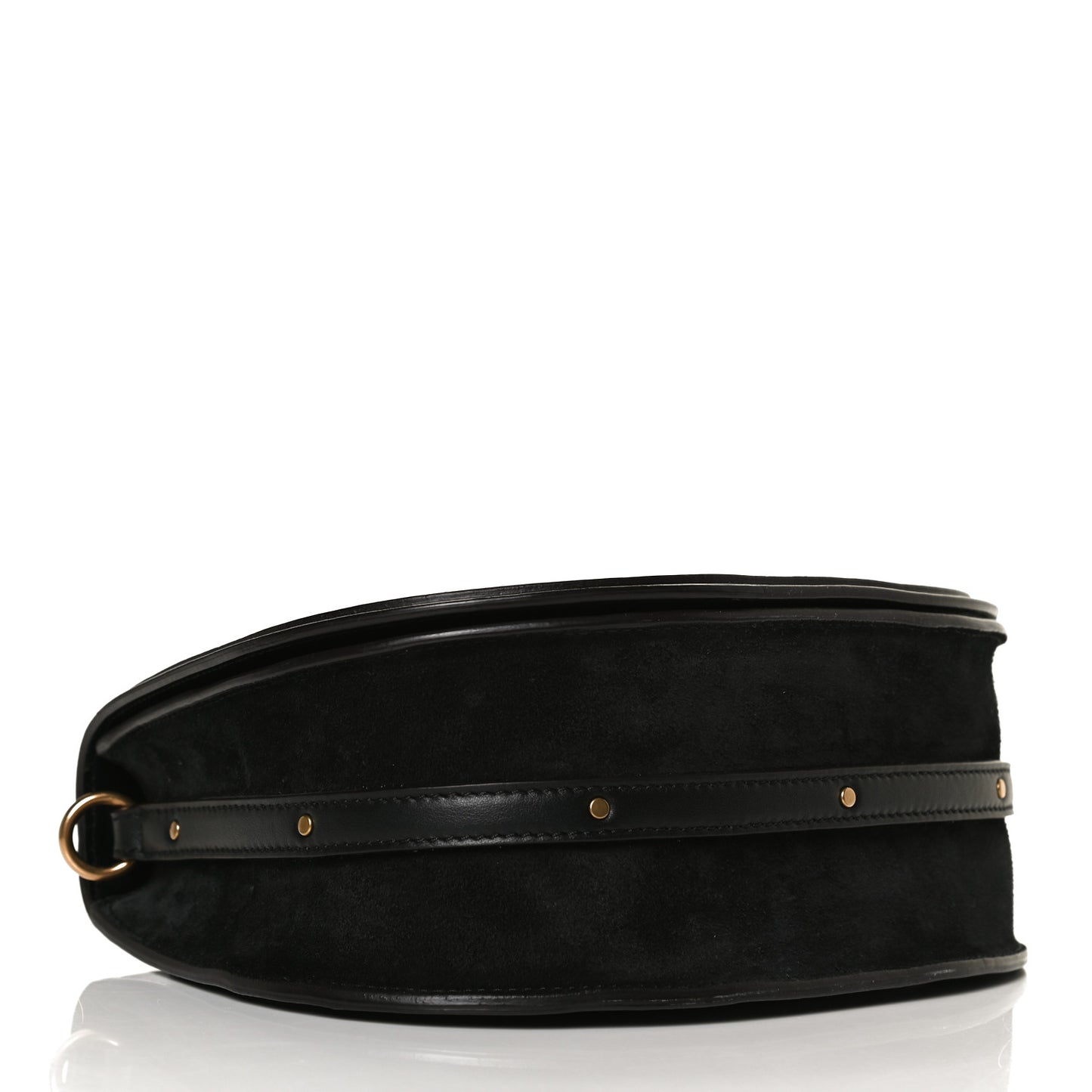 Calfskin Suede Medium Nile Bracelet Bag Black