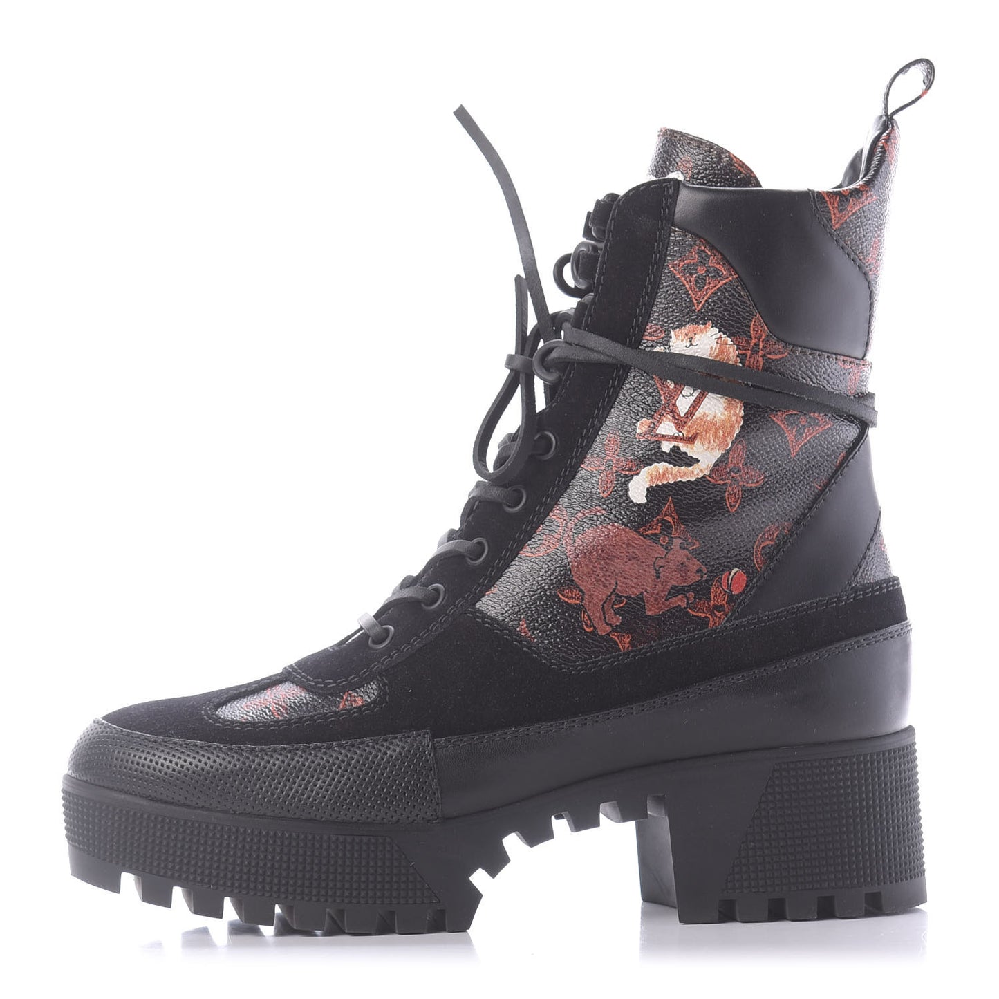 Suede Calfskin Catogram Laureate Platform Desert Boots 40 Black Marron