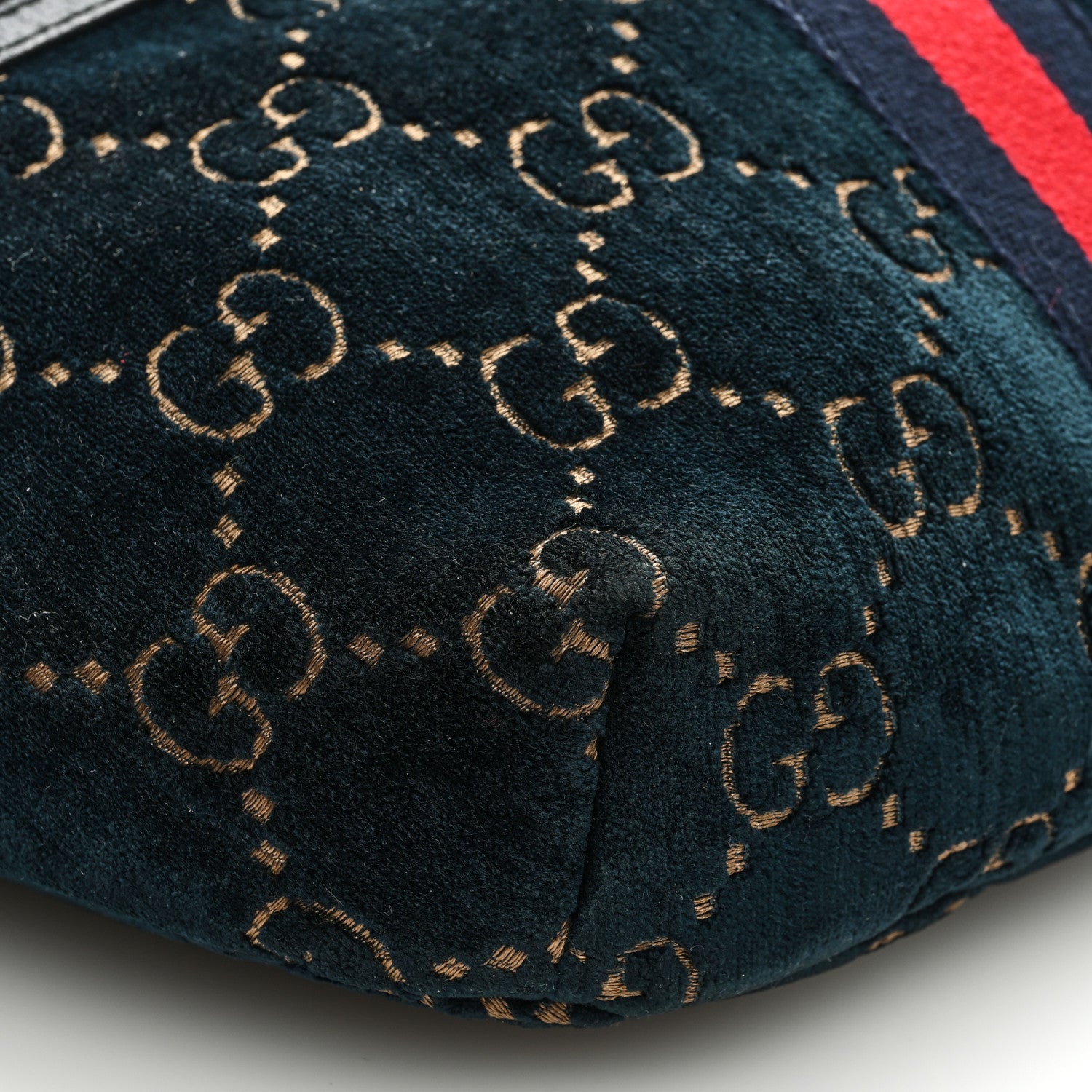 Gucci Velvet GG Monogram Web Belt Bag Blue Beige 7 of 8