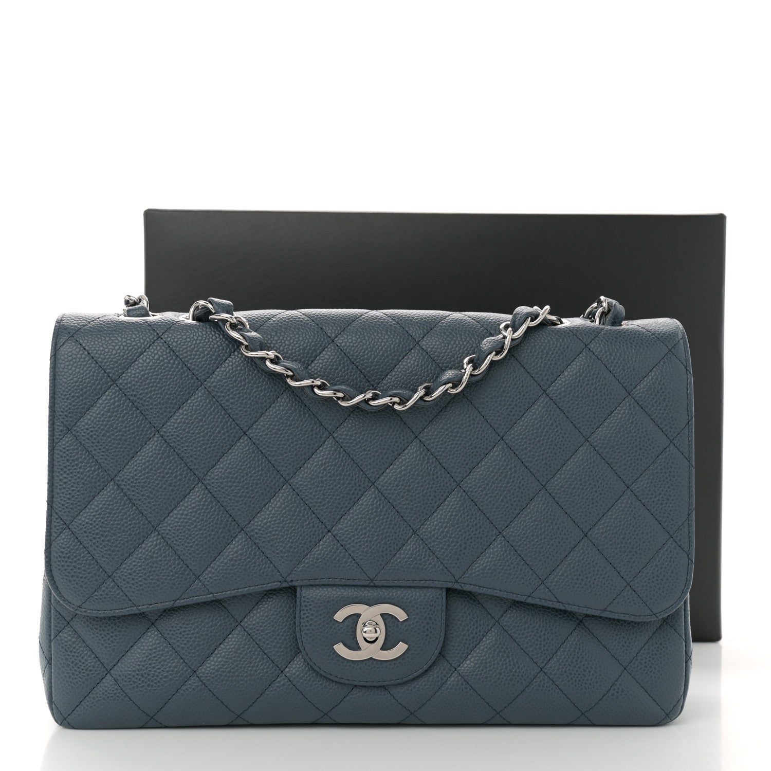 Chanel Caviar Quilted Jumbo Single Flap Blue 11 of 11